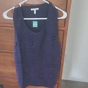 Maurices Blue Tank Top with Floral Design